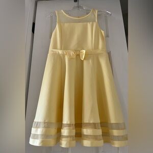 Calvin Klein Girls Pale Yellow Sheer Hem Party Dress